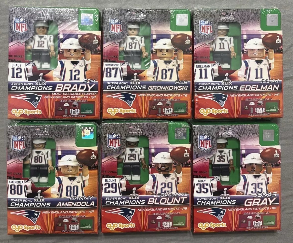 (12) New England Patriots Super Bowl Champs OYO Minifigures - >100 Sets Made!