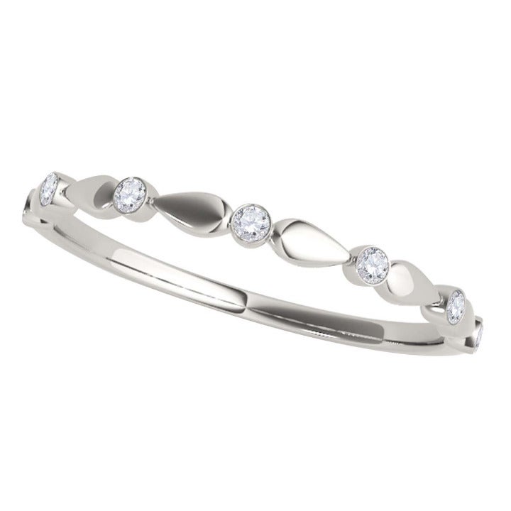 14K White Gold 0.07 Carat Diamond Wedding Band For Women in Ring Size 5
