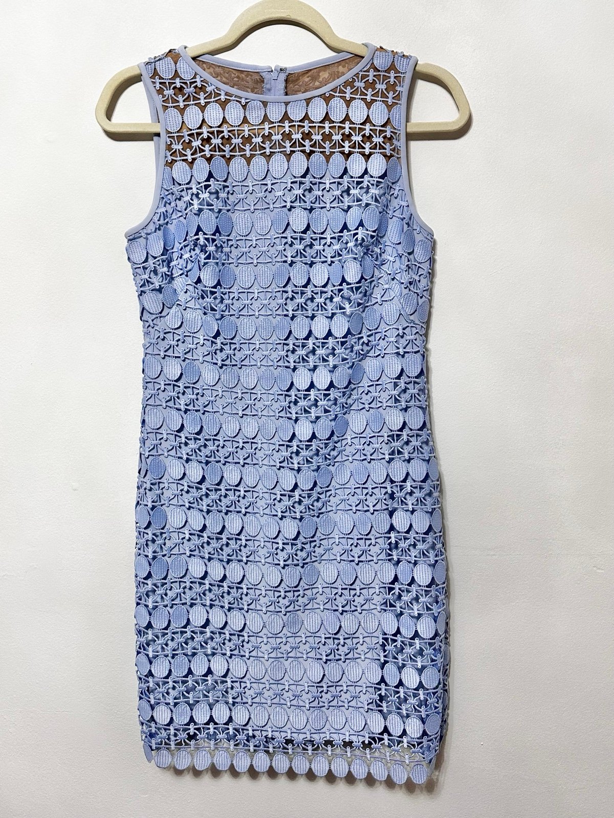 Ralph Lauren crochet sleeveless cold shoulder periwinkle midi dress