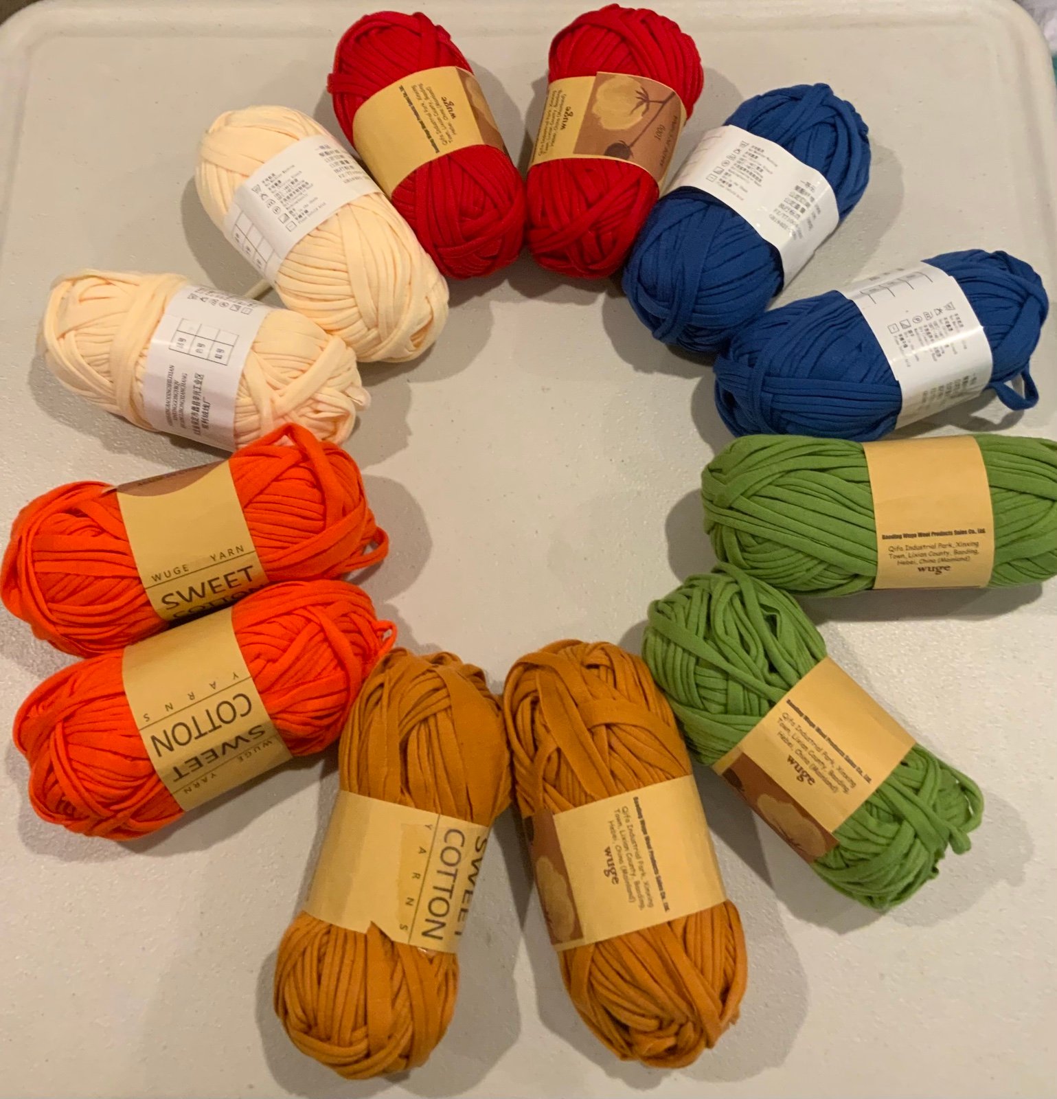 Yarn- 12 rolls of mix colors of T-shirt Yarn