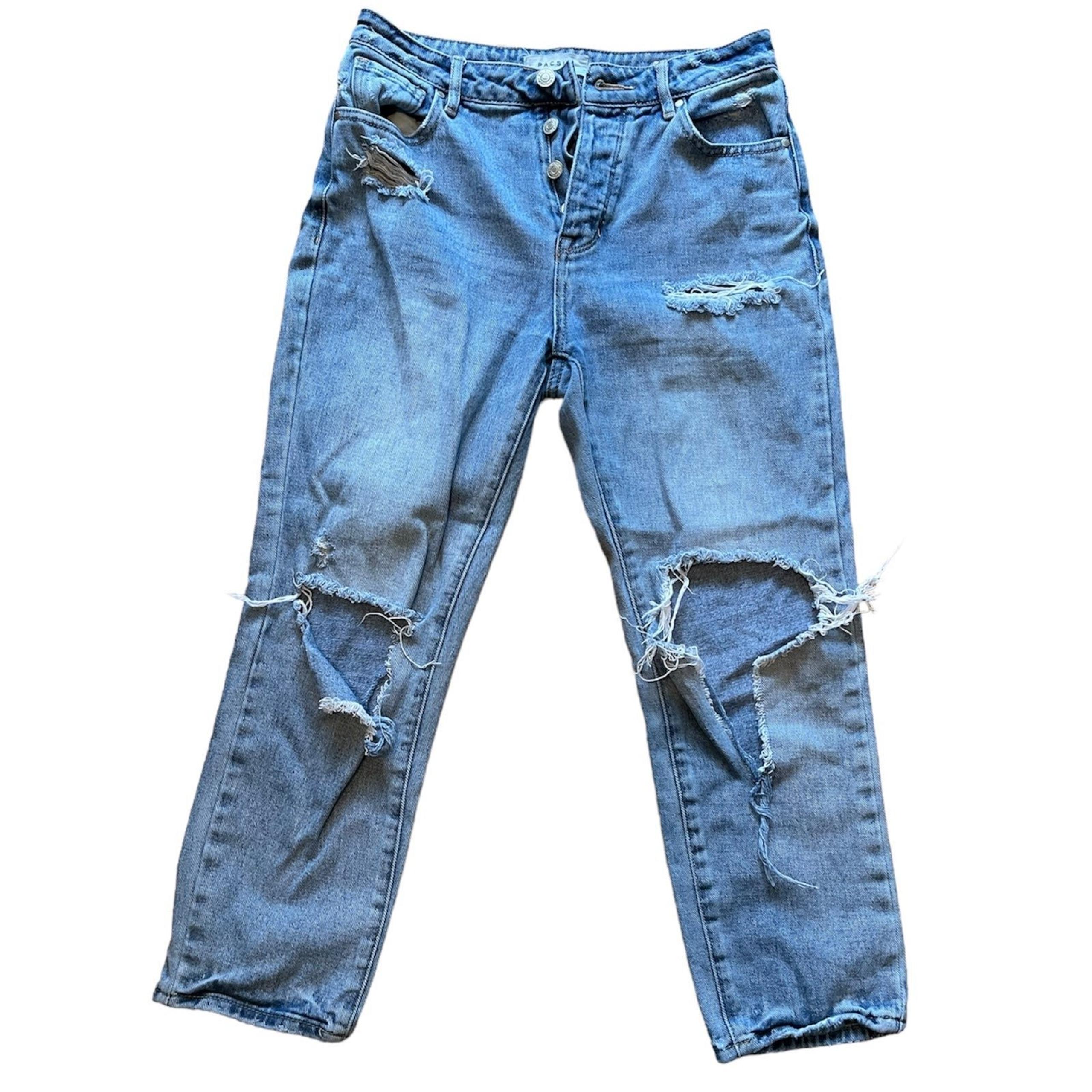 PacSun Women’s Light Wash Blue Mom Jeans. Distressed. Cropped Size  25