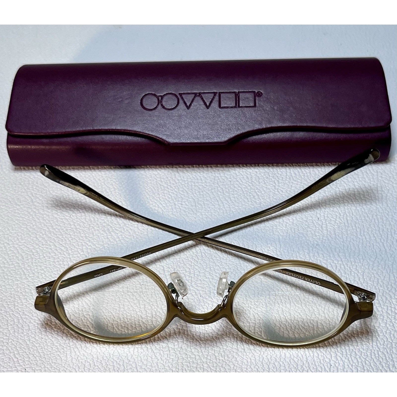 Oliver Peoples OP-647 Brown Round Eyeglasses Frames 40-22-140 with Case Japan