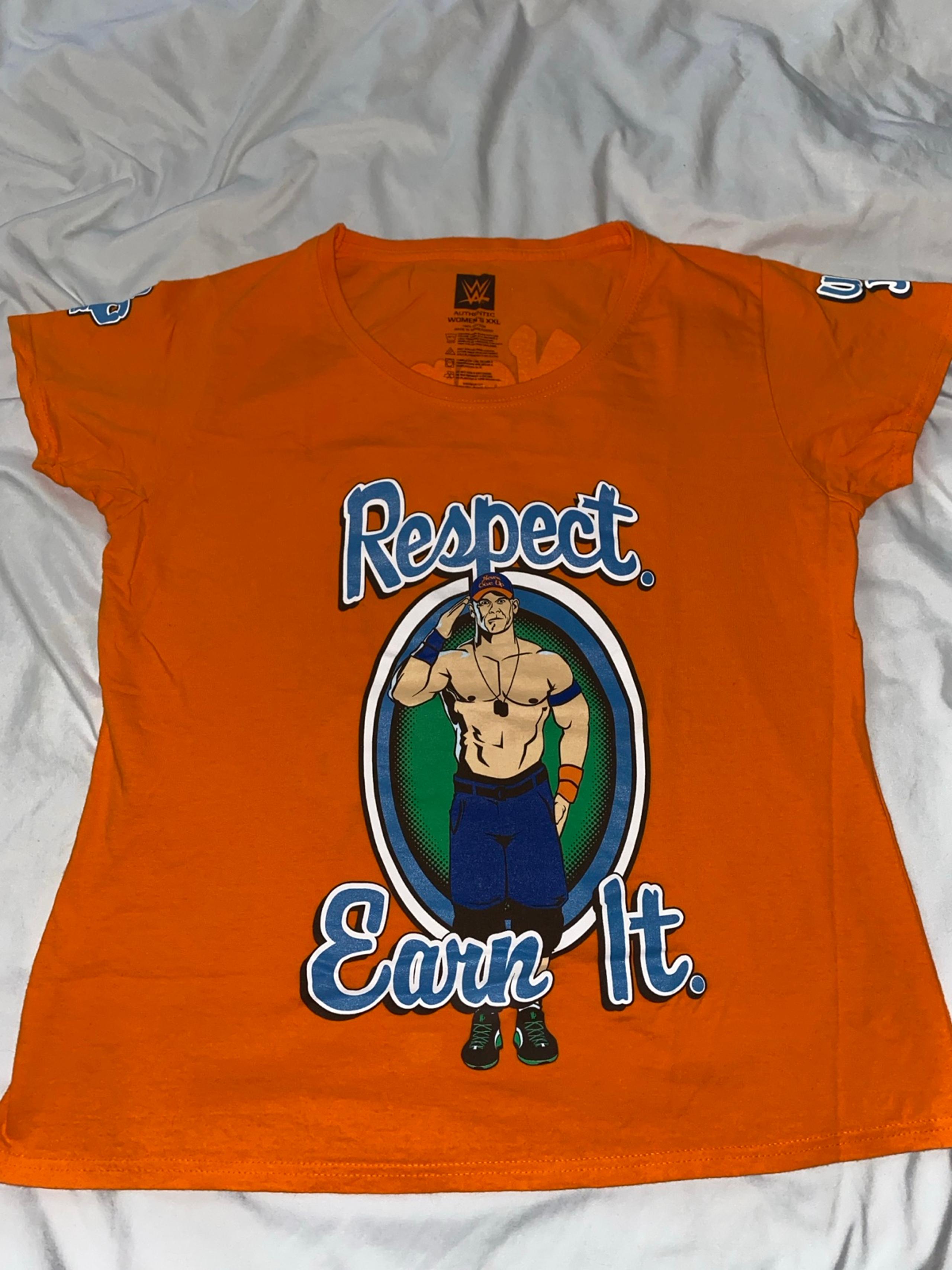 John Cena Respect Earn It Orange T-Shirt Women’s Size 2XLarge RARE - WWE