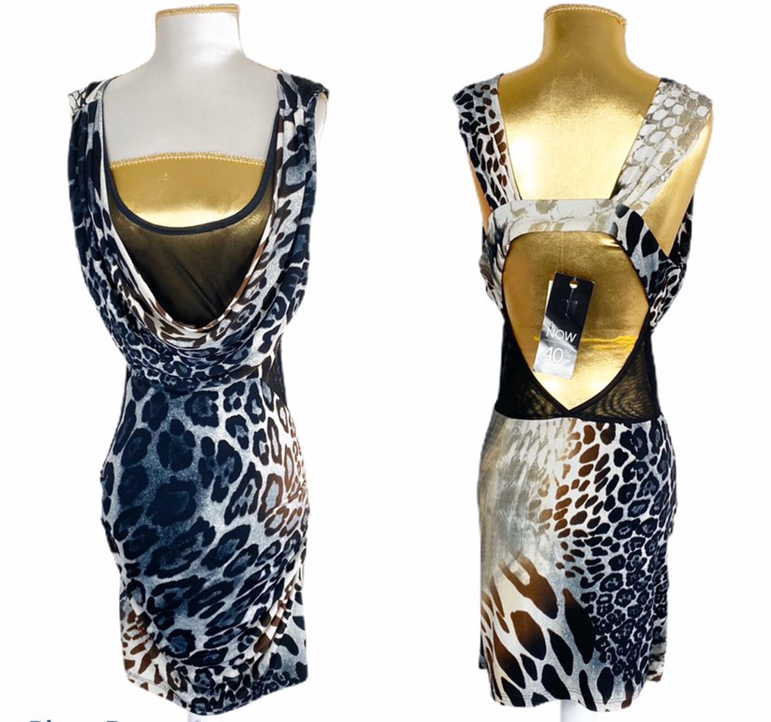 Arden B Drop neck open back animal print