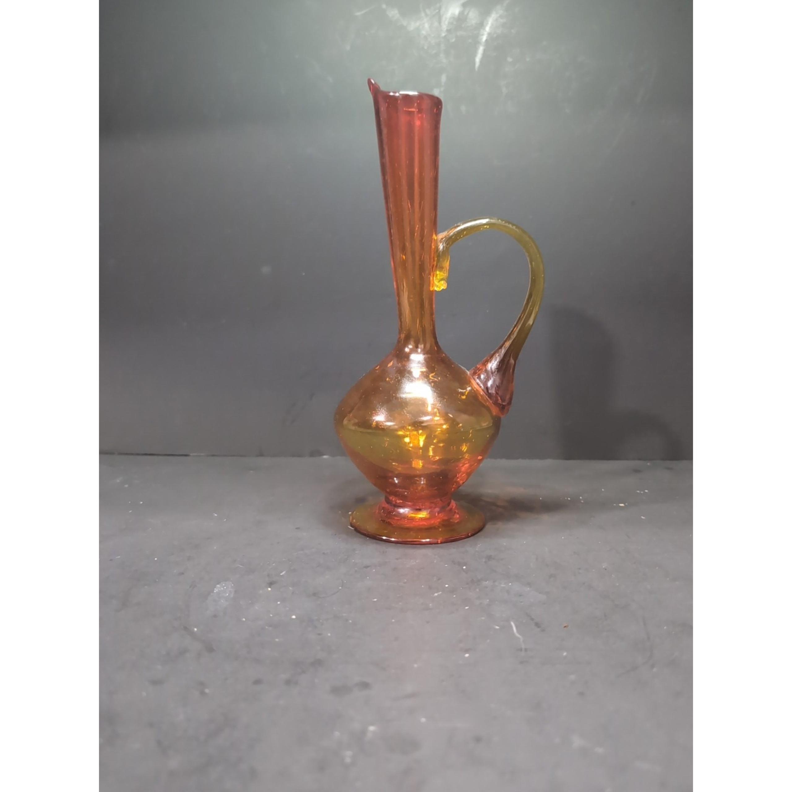 Amberina Genie Style Pitcher, Vintage Rainbow Art Glass, Home Decor, Cadmium