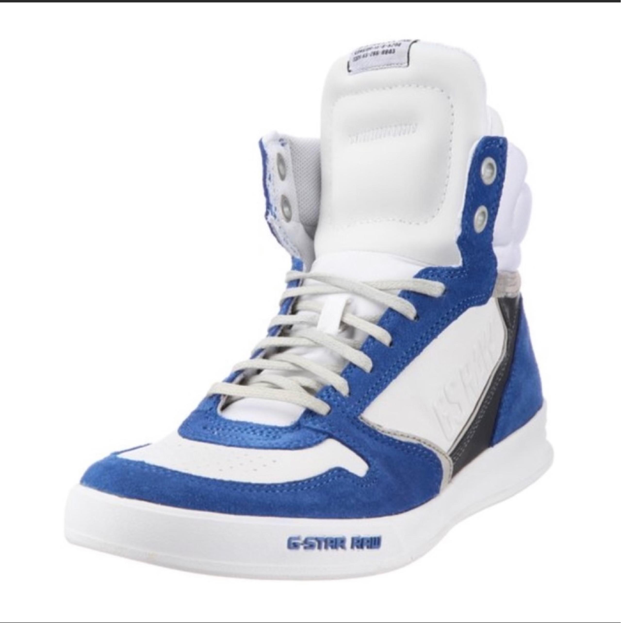 G-STAR RAW Yard Pyro Blue & White Hi Top Sneakers Mens Sz 11 EURO 44. Make an of