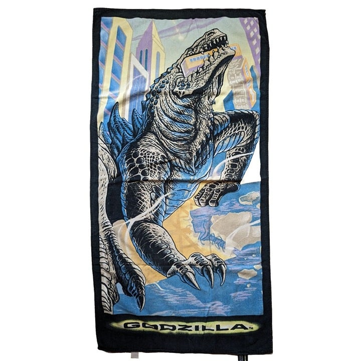 Rare Vintage Godzilla 1998 Movie Beach Bath Full Color Promotion Towel Gojira