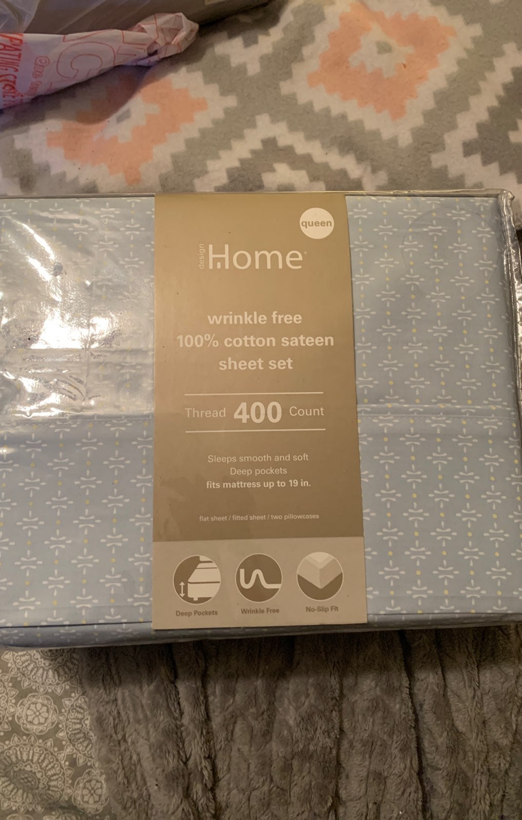 DESIGN HOME 100% COTTON QUEEN WRINKLE FR
