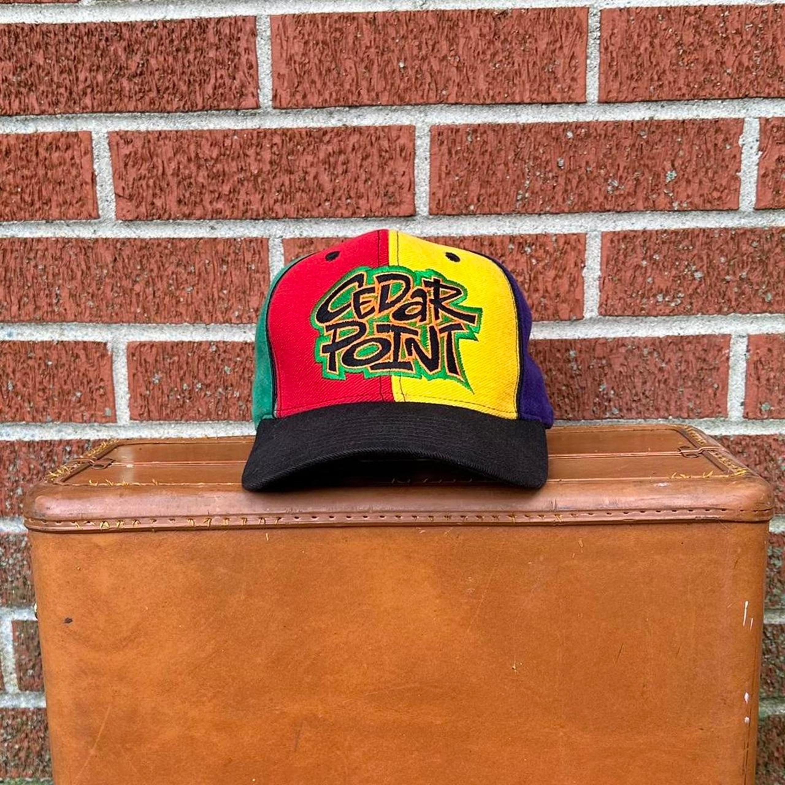 Crazy vintage cedar point multi colored snapback hat