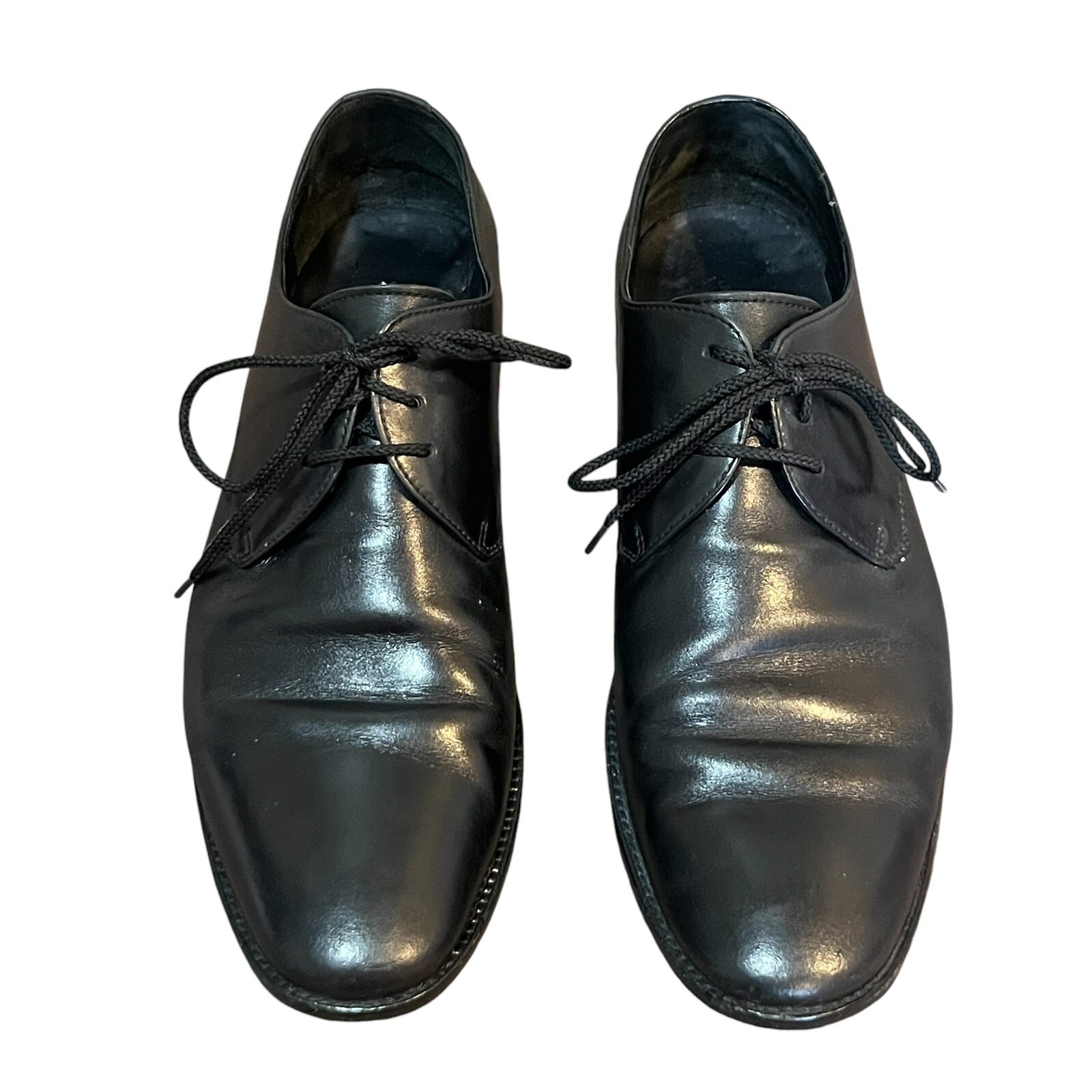 John Varvatos Men's Size 7/8 Prime Cap Toe Derby Dress Shoes Black Leather