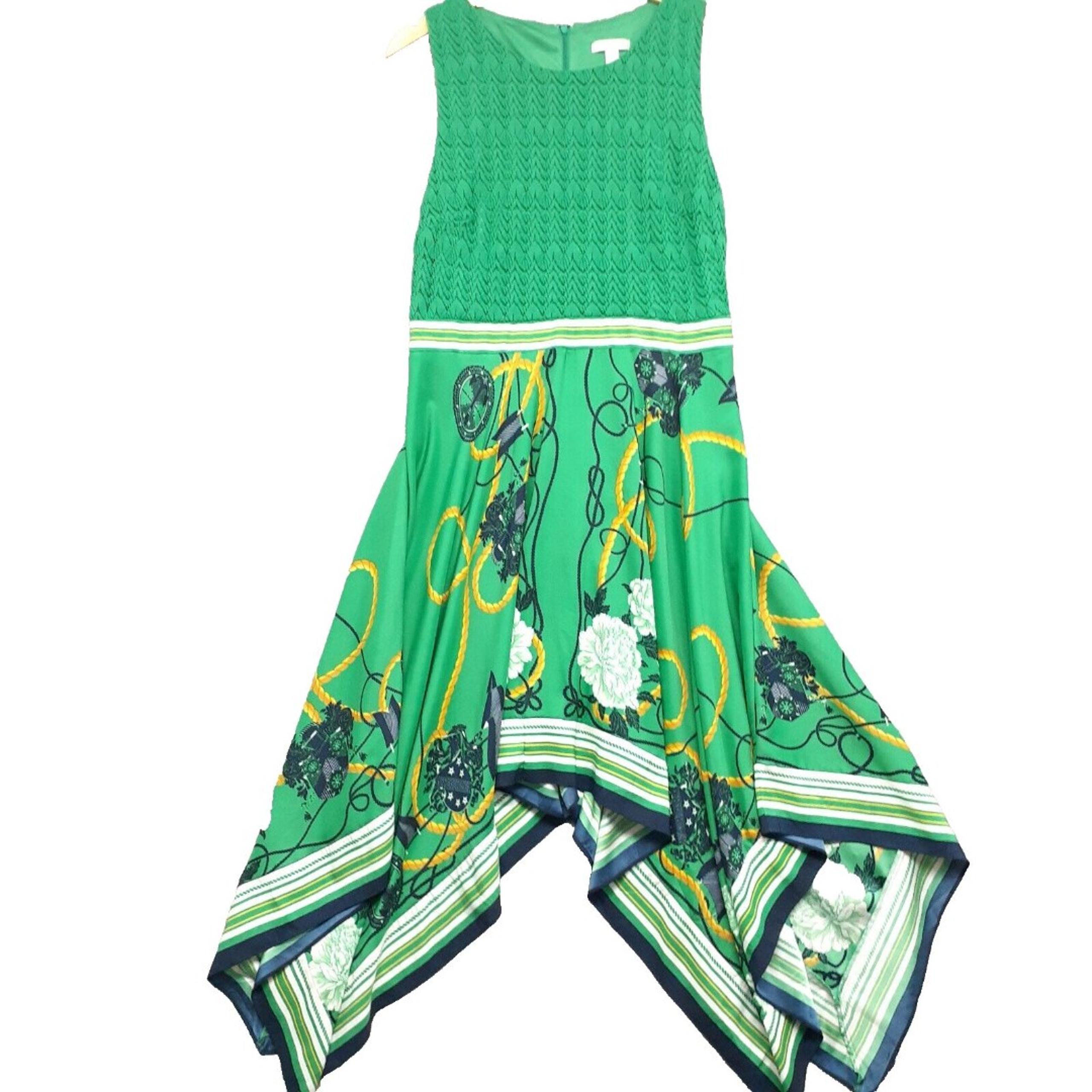 New York & Company Stretch Green Flowy Sleeveless High Low Midi Dress Size Large