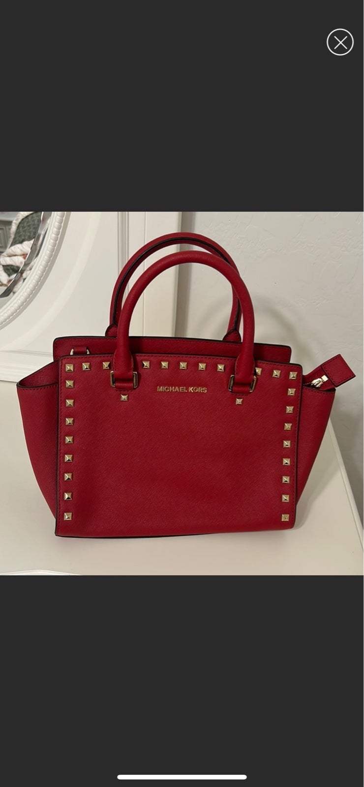 Michael Kors Red Studded Leather Handbag
