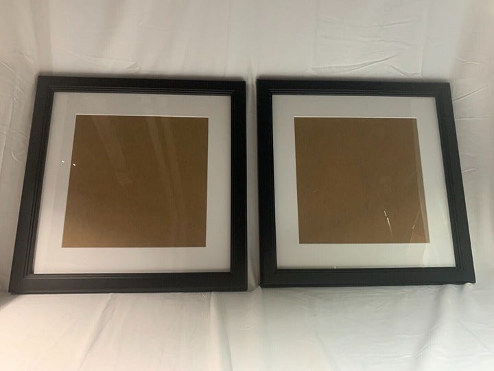 Qty 2 11.5 x 11.5 Wood Black Frame with White Border or 16 x 16 Black Wood Frame
