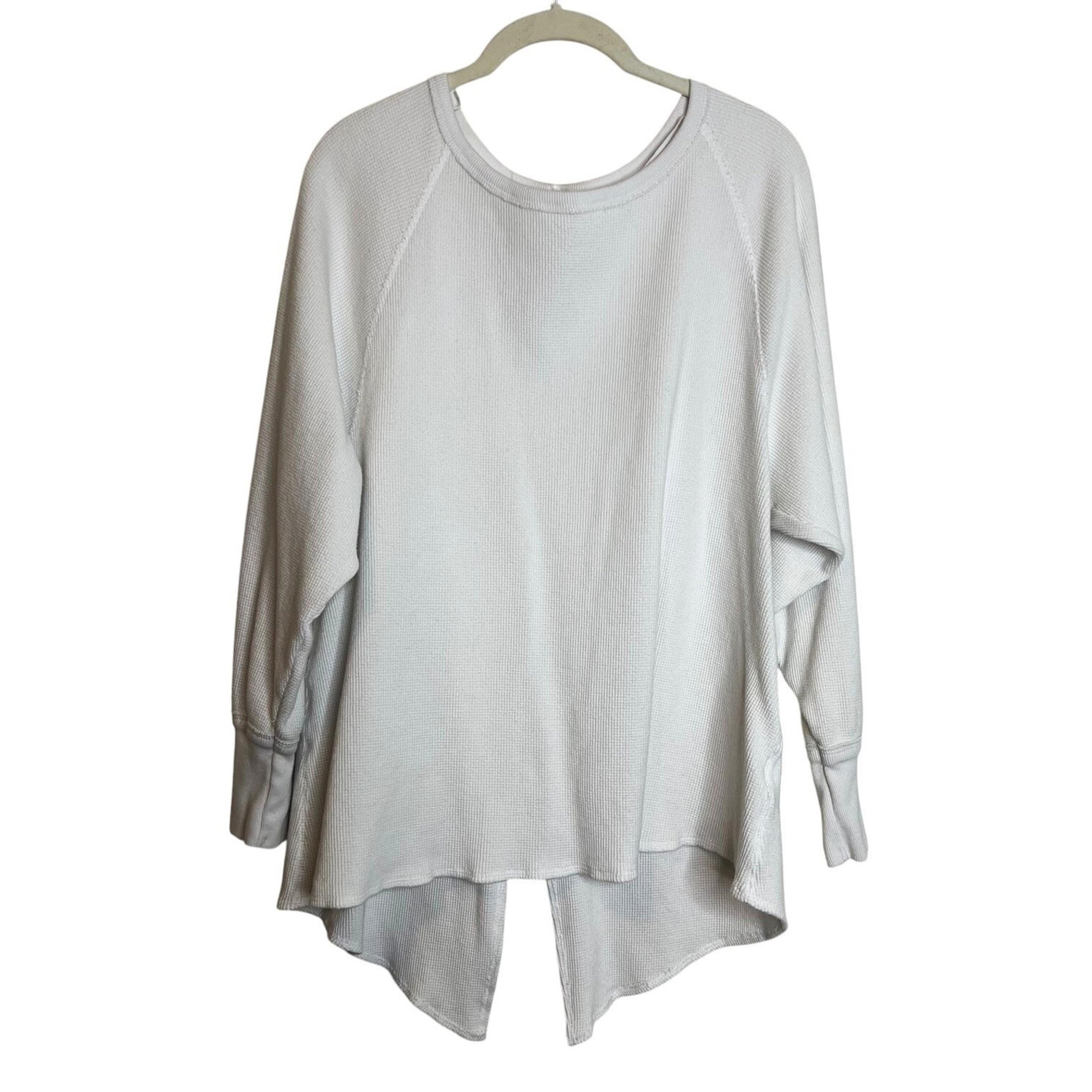 Free People We The Free Amelia Thermal Waffle Knit Top Medium White OB967842
