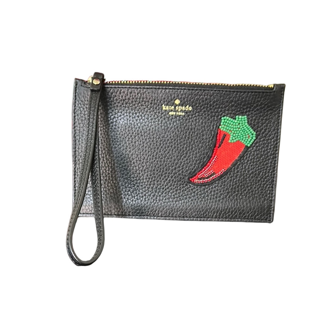 Kate Spade On Purpose Small Leather Zipped Wristlet - Embroidered Chili Pepper