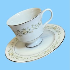 Sango China Japan debutante 3688 VTG Footed Teacup w/ Saucer, Set of 6