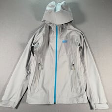 REI Coop Motility Rain Elements Jacket Womens XS Gray Blue Outdoor Weatherproof
