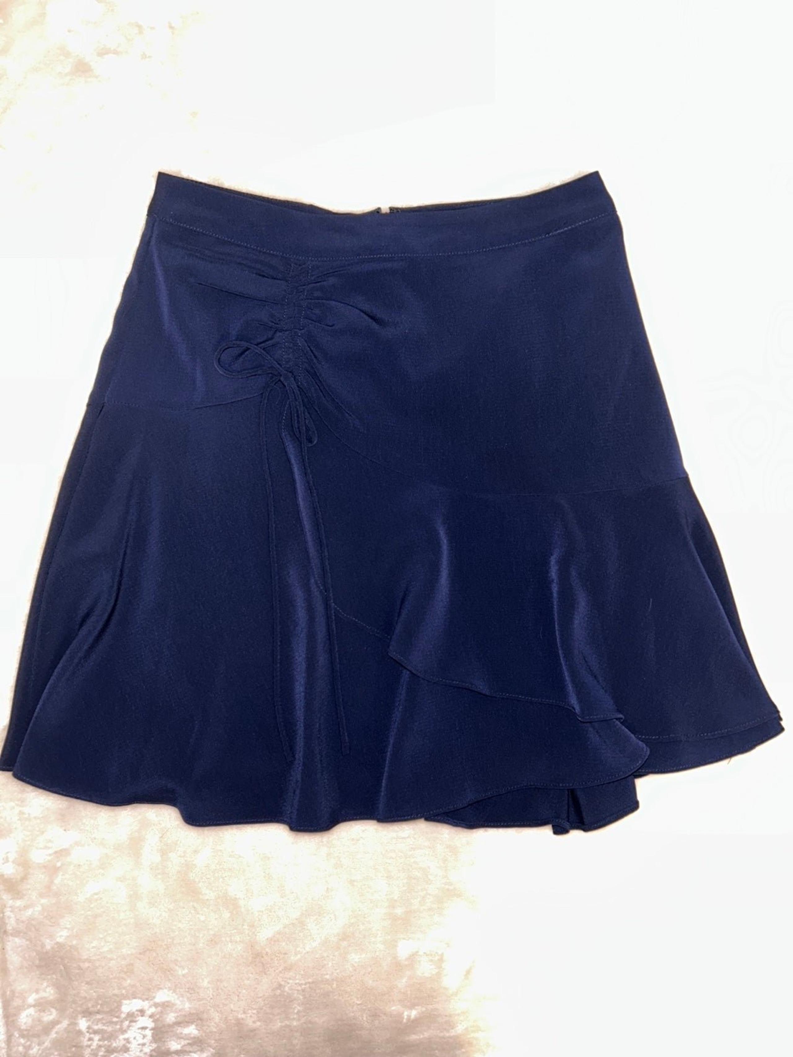 Skies Are Blue ruffled, navy blue mini skirt - sz SMALL
