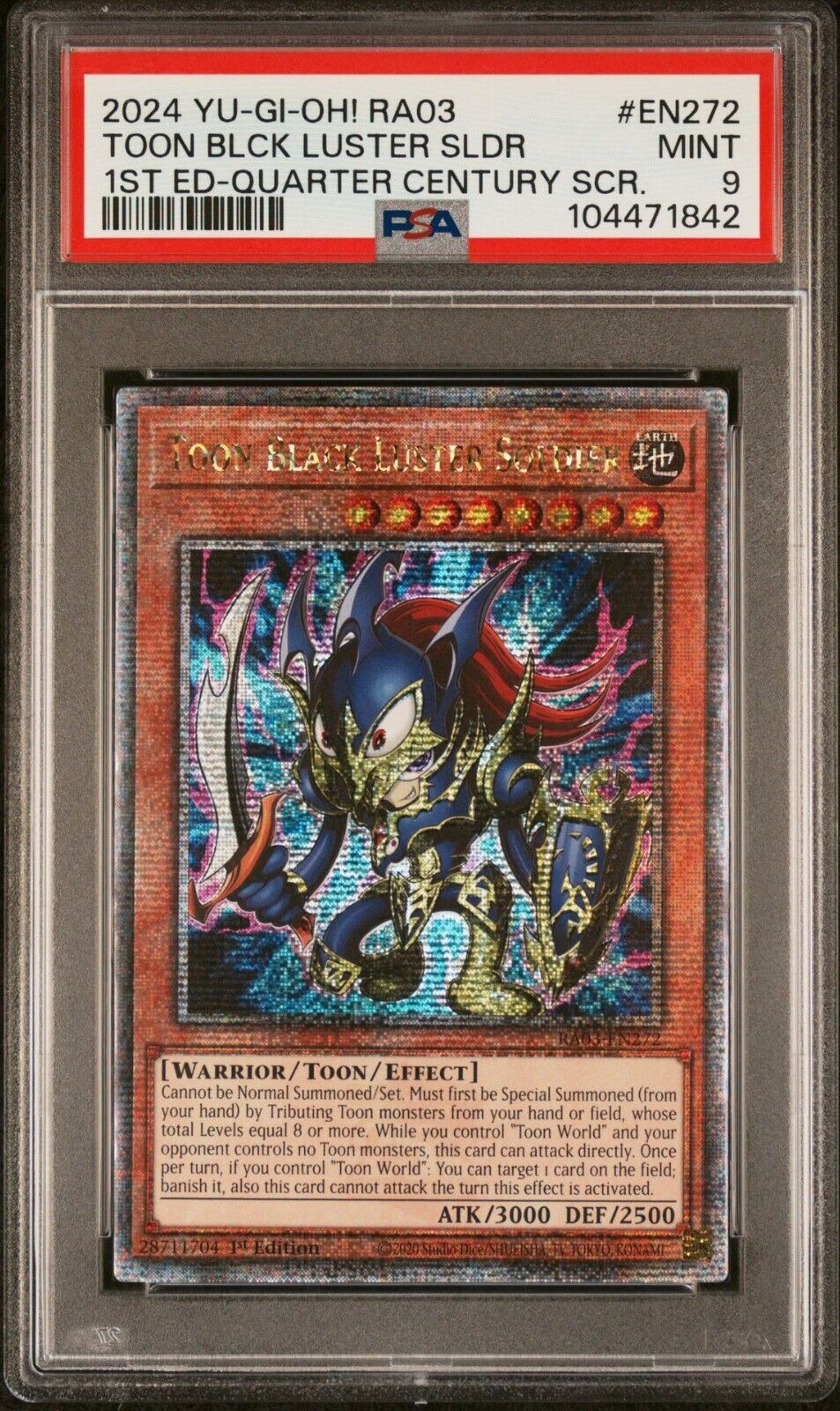 Yugioh Toon Black Luster Soldier RA03-EN272 1st Quarter Century Rare PSA 9 MINT