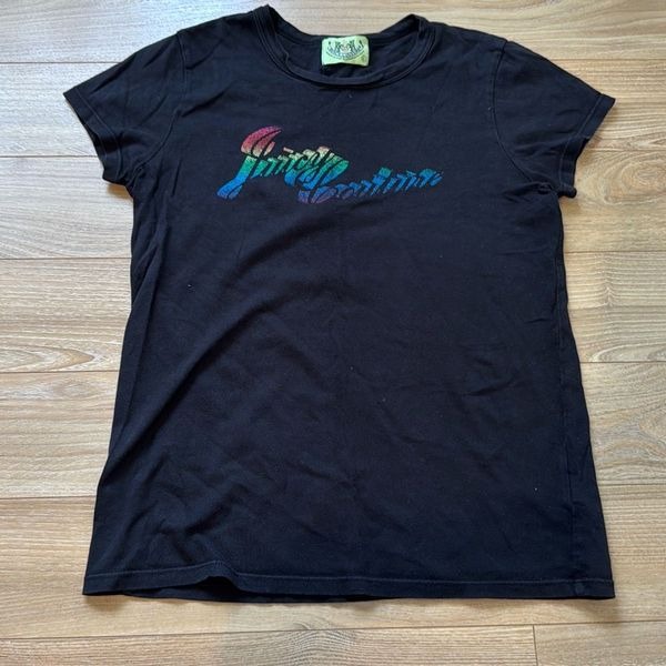Vintage Juicy Couture Black Rainbow Graphic Puff Short Sleeve T-shirt size large