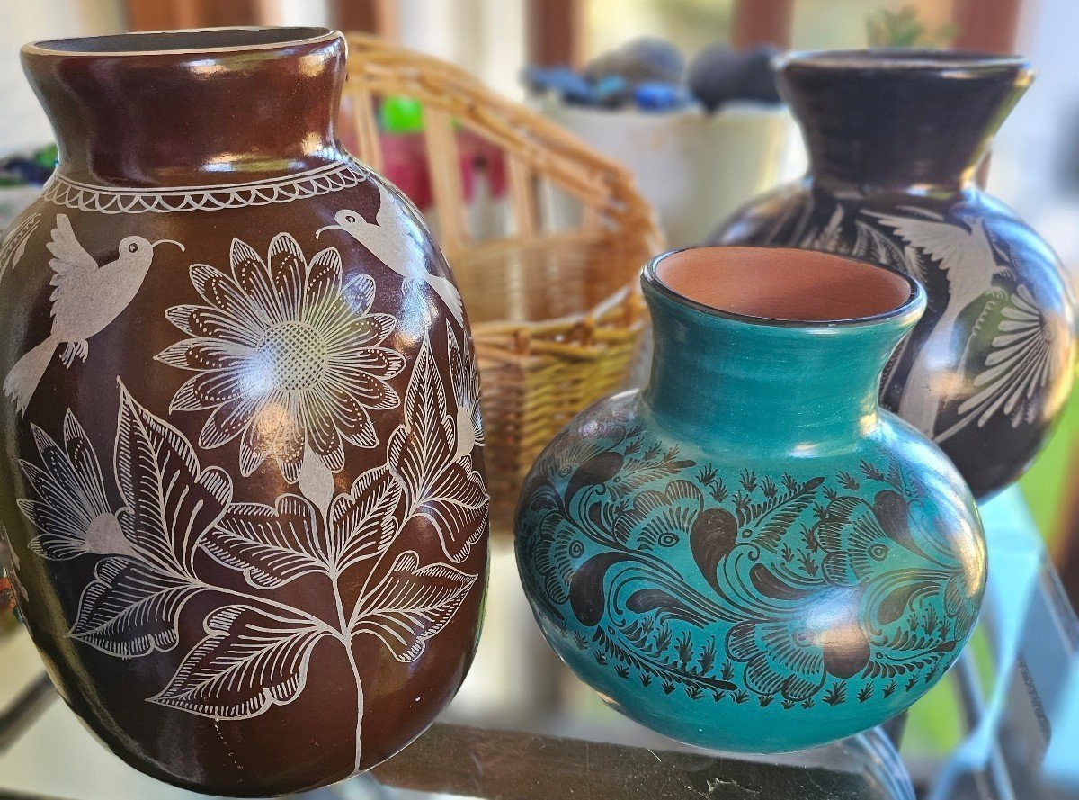NATIVE POTTERY BY BERNARDINA RIVERA OF MICHOACÁN. PRICE IS FOR ALL 3! FREE SHIP!