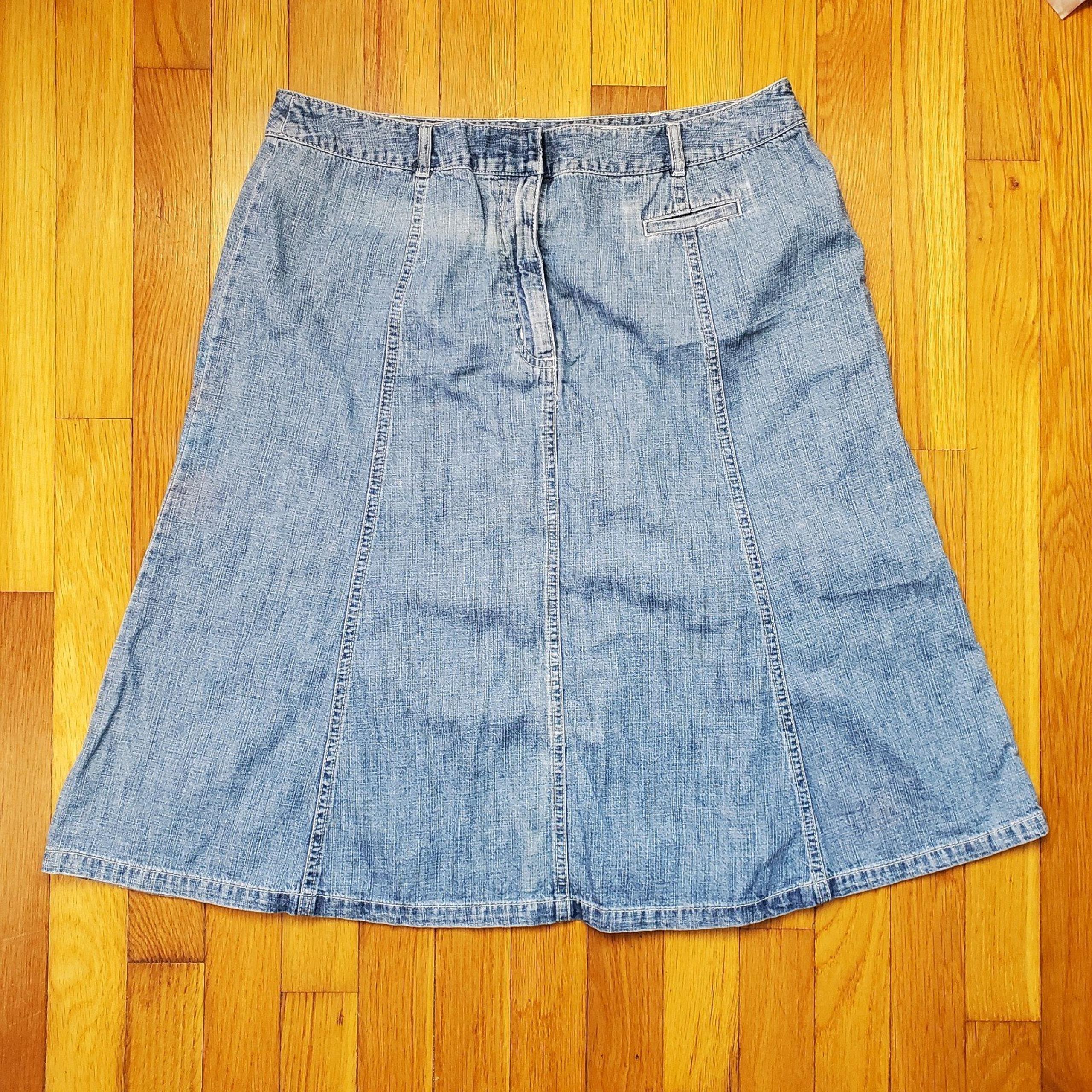 L.L Bean denim cotton a-line skirt size 14 regular vintage 90s