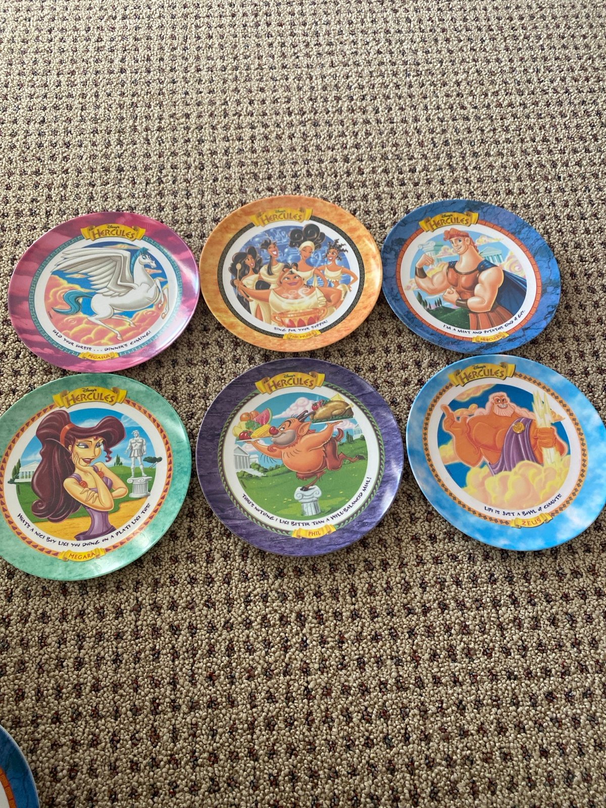 COMPLETE Set 6 McDonald's Disney Hercules Collectors Plates 1997 - Vintage Y2K