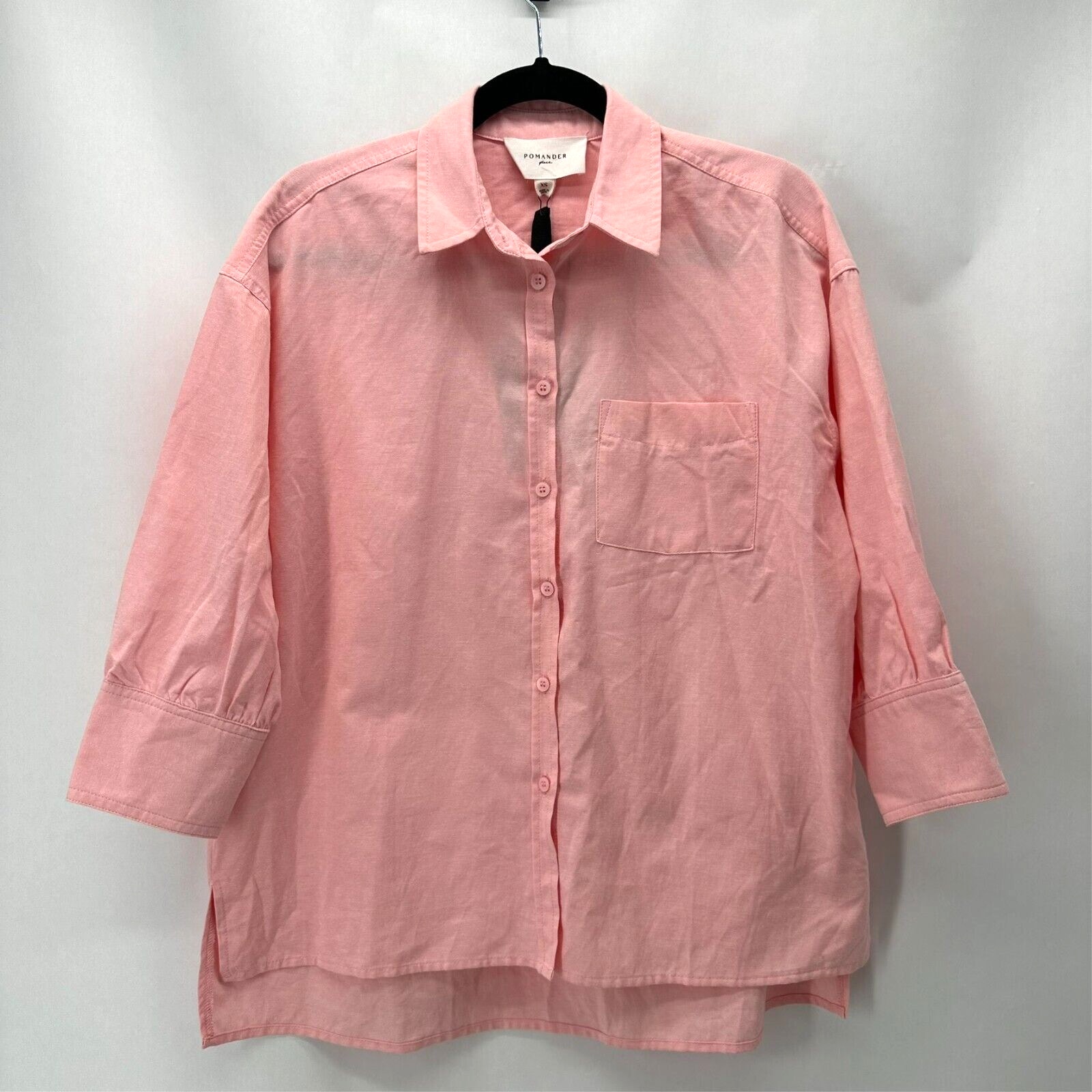 Pomander Place Tuckernuck Womens XS Adair Boyfriend Button Up Shirt Pink NWT