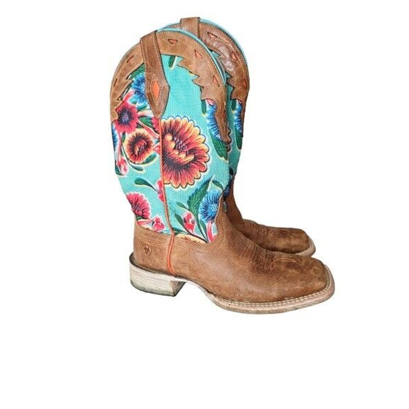Ariat Ladies Circuit Champion Floral Brown Turquoise Boots Women’s 5 B 10019943