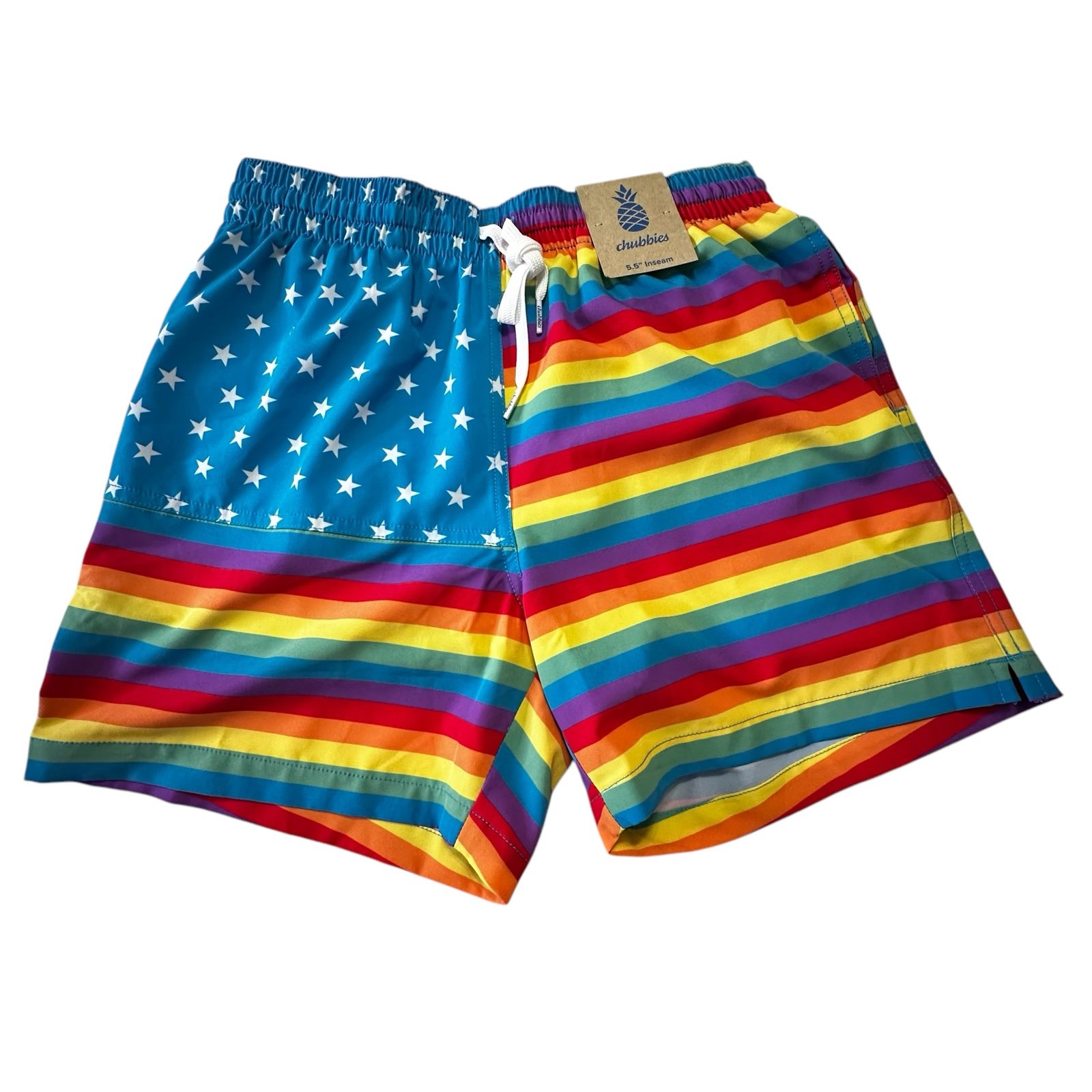 Chubbies NWT Love Is Love 2.0 Pride Flag Rainbow Lined Swim Trunks Sz.2XL Resort