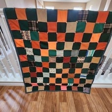Vintage 70s Hand Made Patchwork Quilt Utility Polyester Multi Throw Lap Blanket