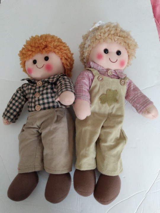 Vintage Boy and Girl Cloth body doll Original clothes, rare find