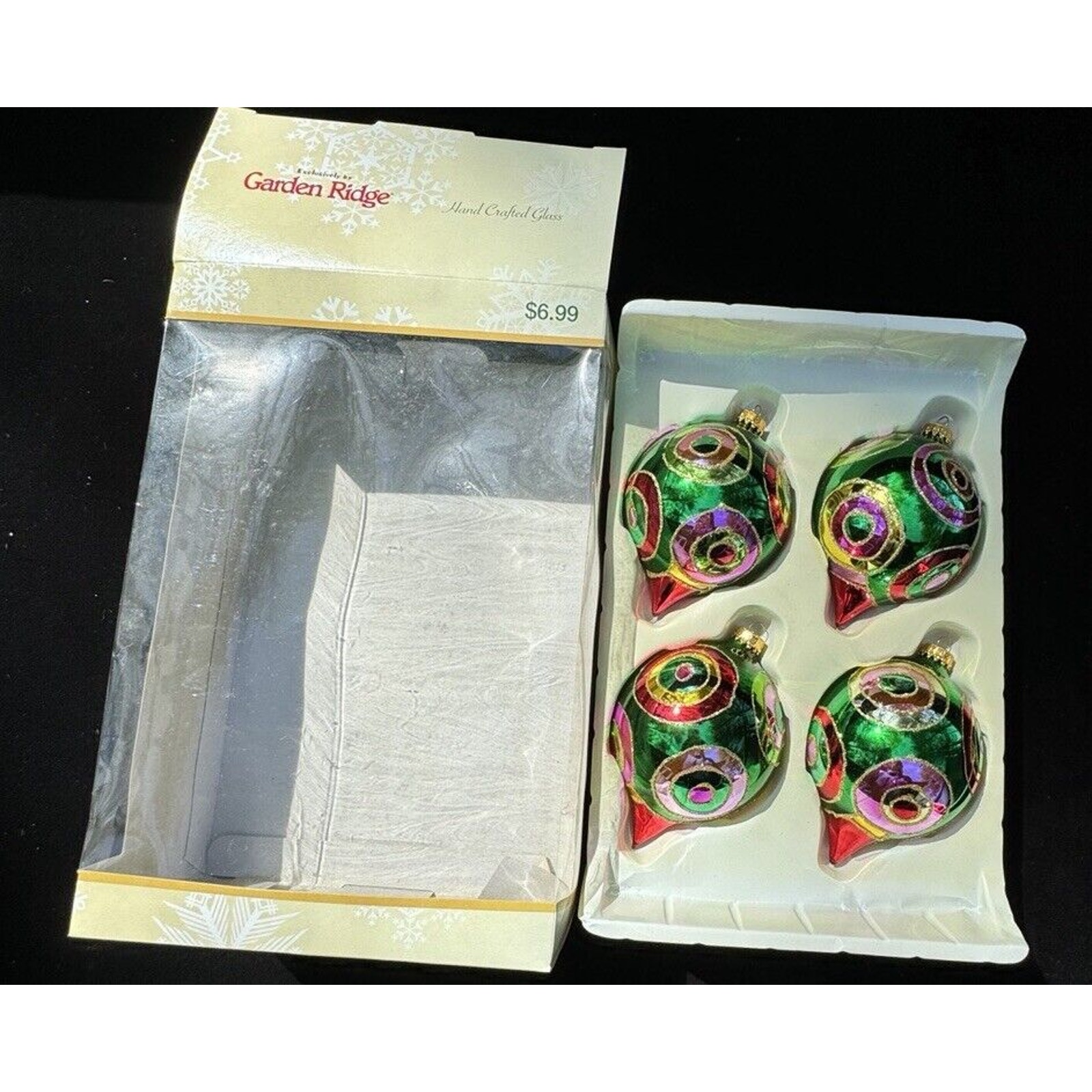 Vtg Handblown Glass Jeweled Christmas Ornaments C & D GORGEOUS! -Ch10