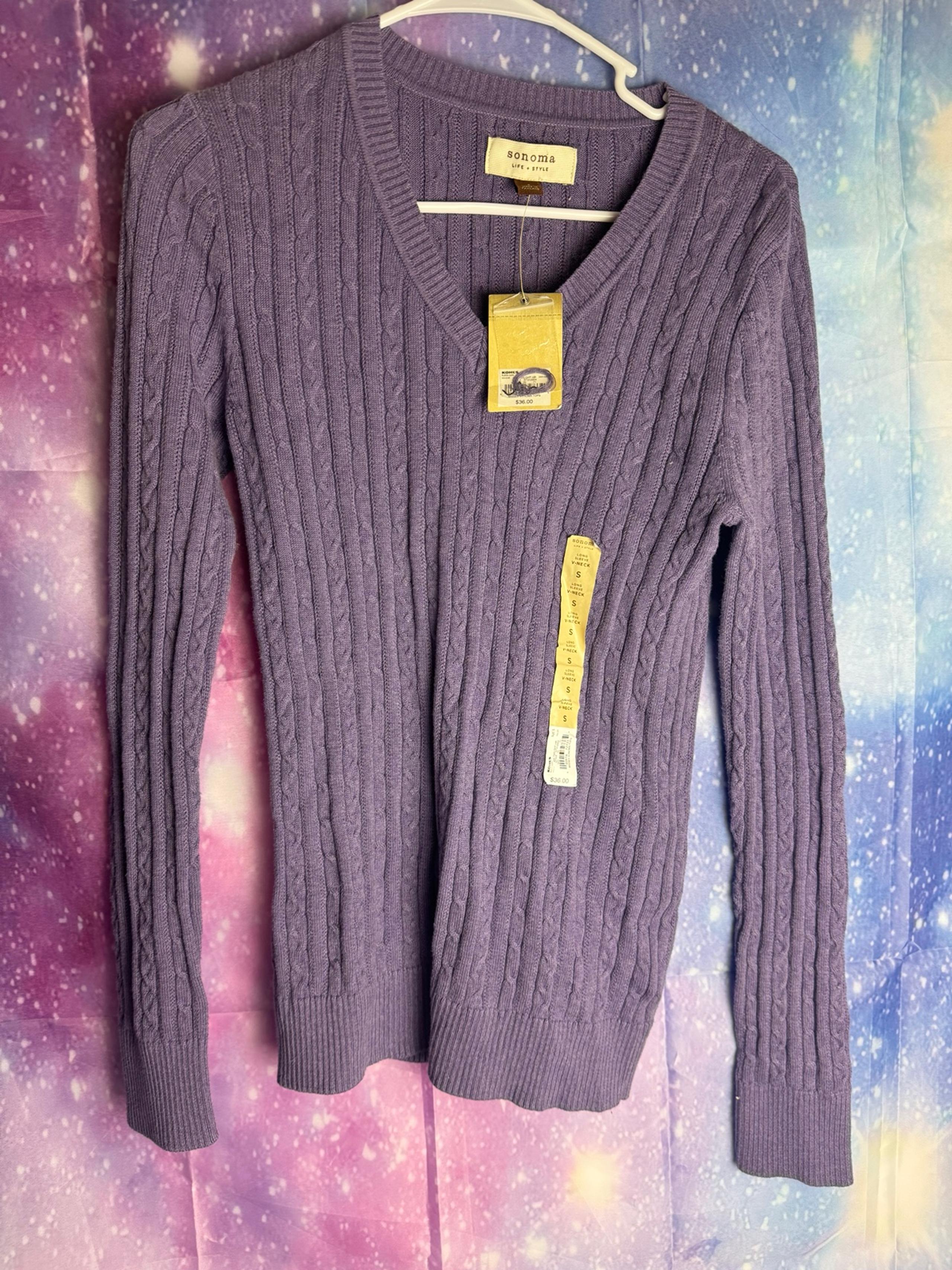 New Sonoma purple V neck lightweight sweater