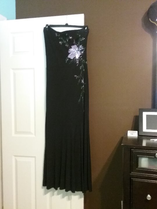 Black Strapless Evening Gown