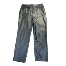 Vintage Women's 14 High Waist Tapered Leg Distressed Leather Pants