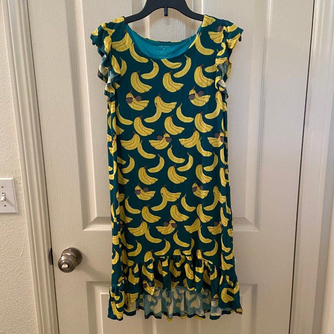 Posh Peanut Ruffled Cap Sleeve Hi Low Dress Bananas Bamboo Girls Size 10 NWT