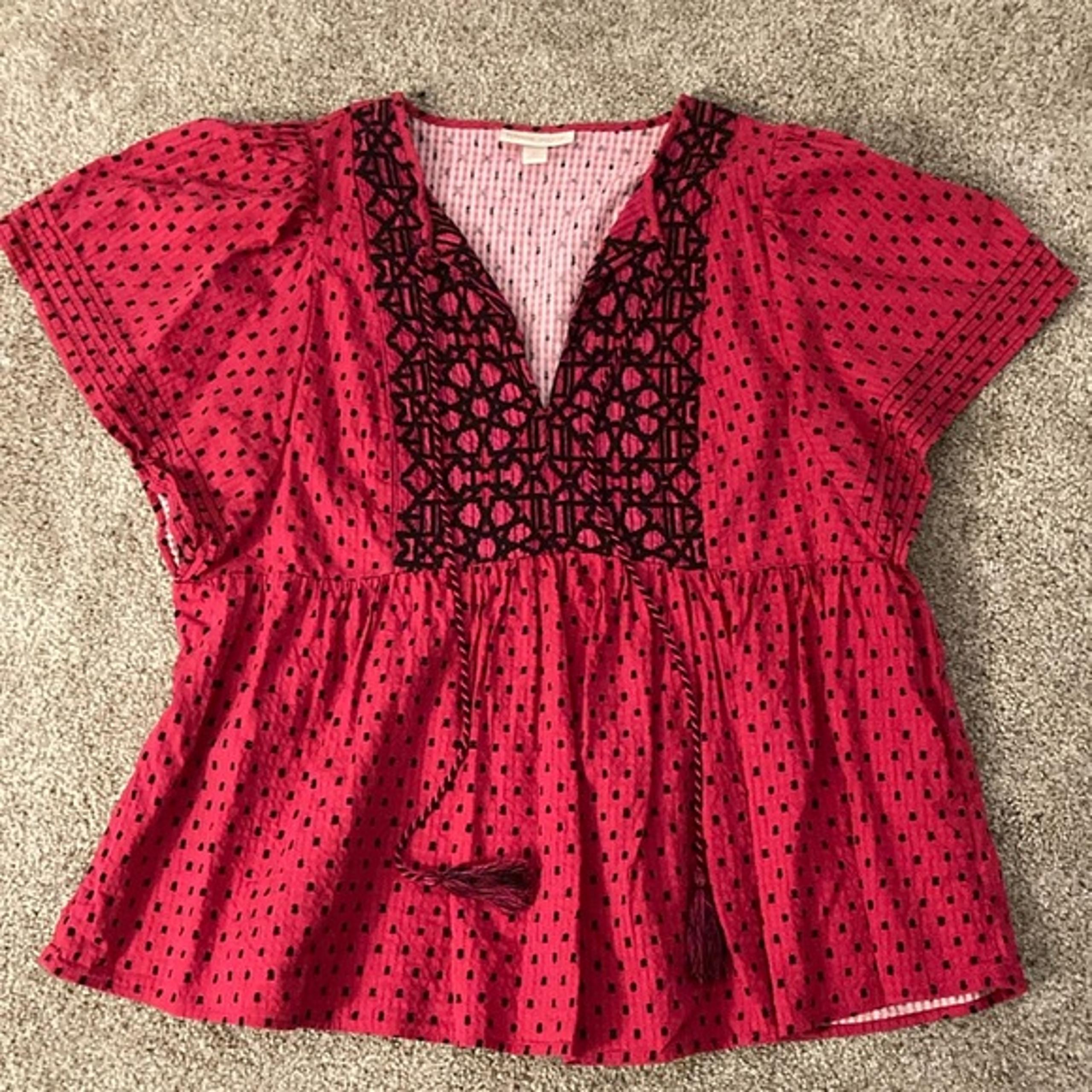 Knox Rose magenta and black Flutter Sleeve boho Blouse