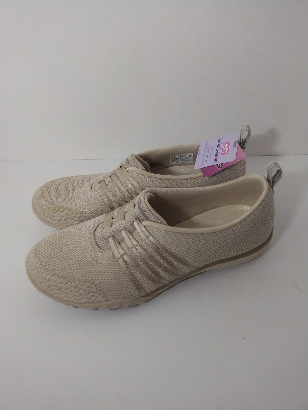 Womens SKECHERS 100000 Relaxed Fit Breath Easy Approachable Shoes Natural Sz 9.5