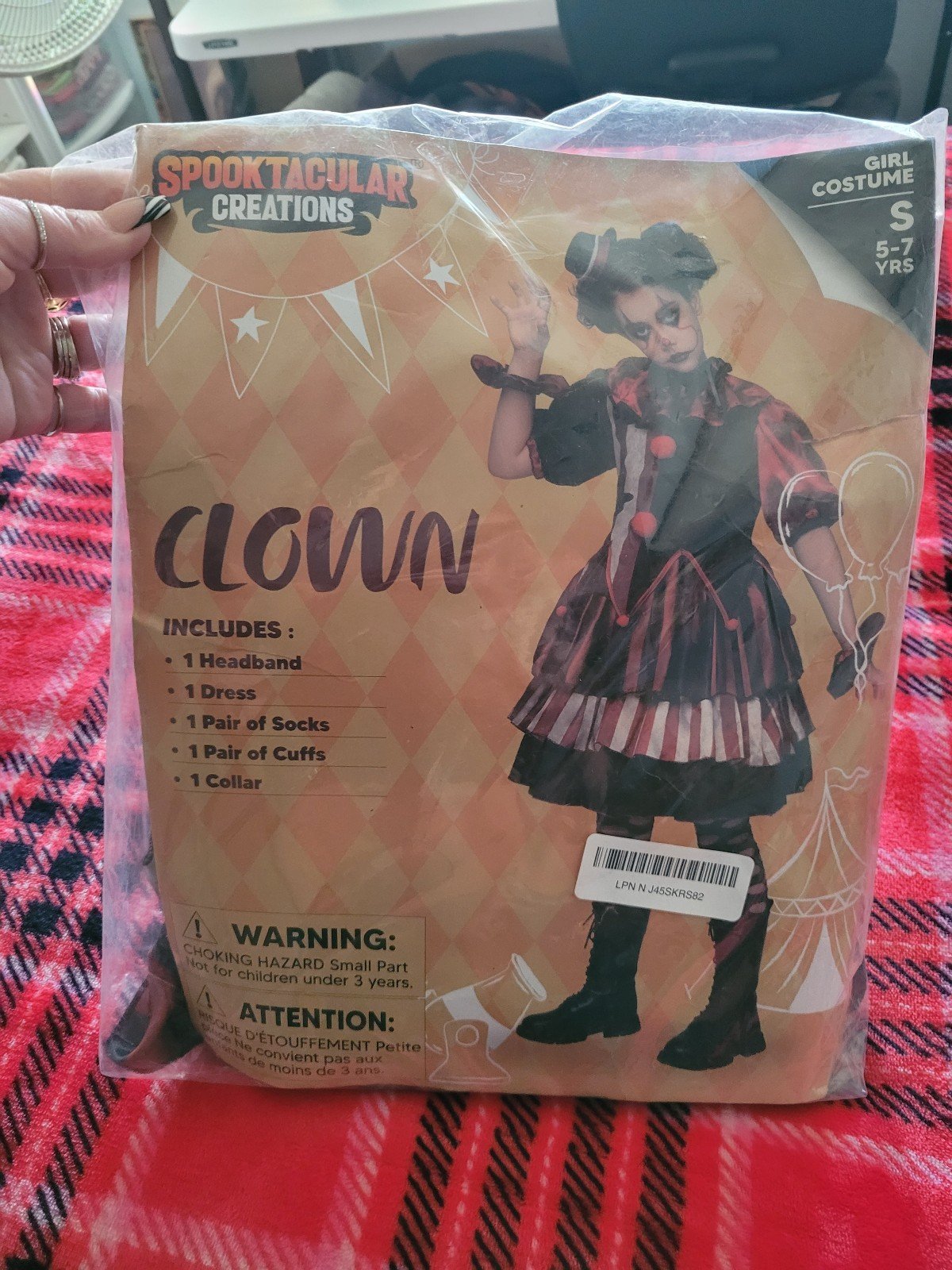 Girls Creepy Clown Costume Small