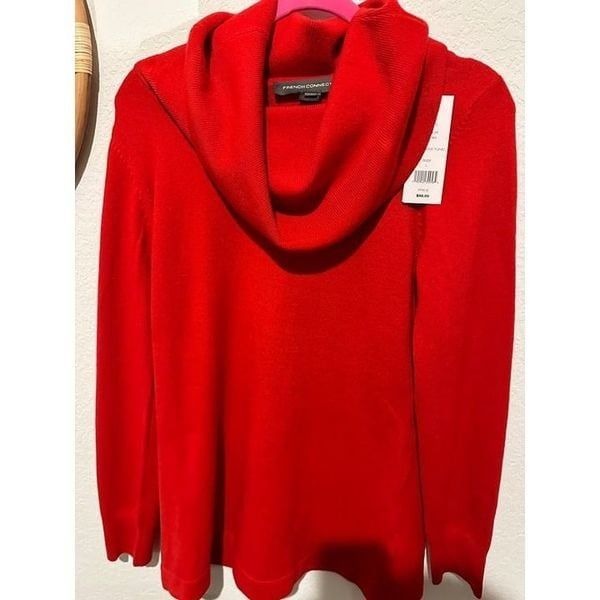 NWT/ French Connection Baby Soft Cowl Neck Sweater Tunic Mars Red