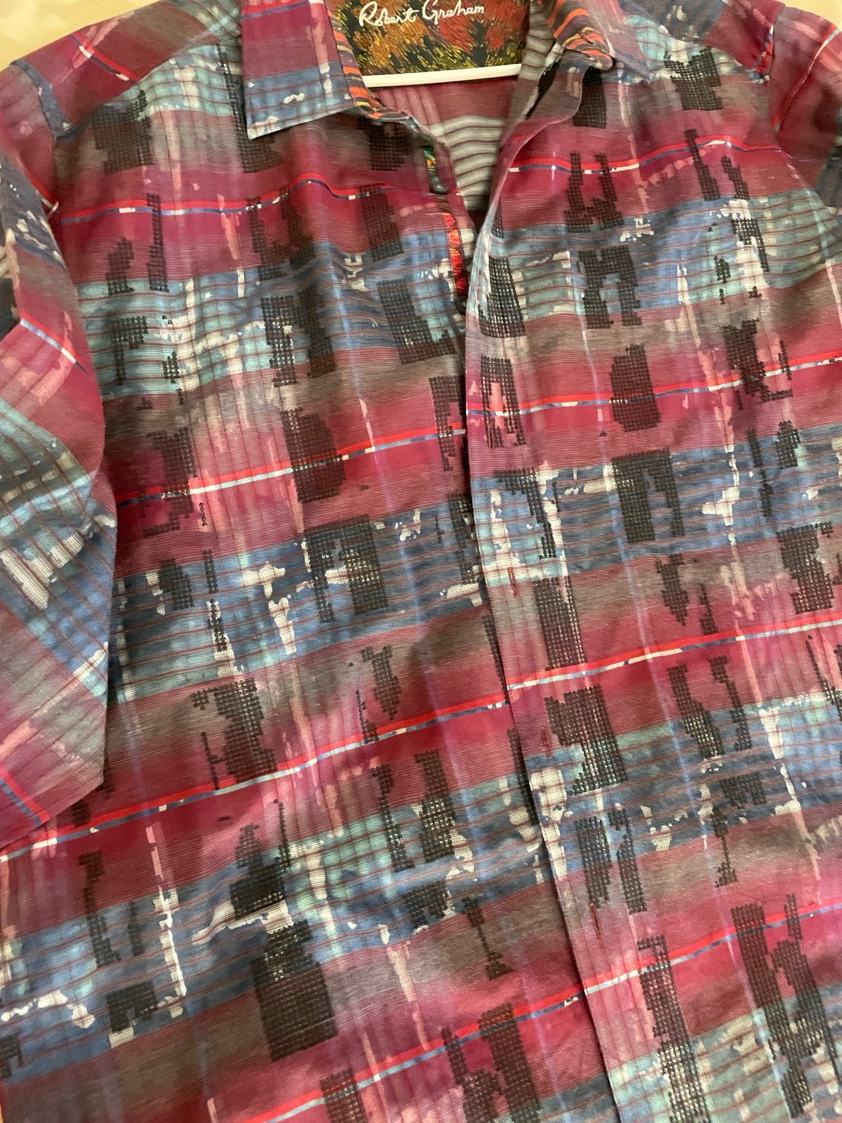 OUTWASH PLAINS Abstract Plaid Robert Graham 3XL Shirt
