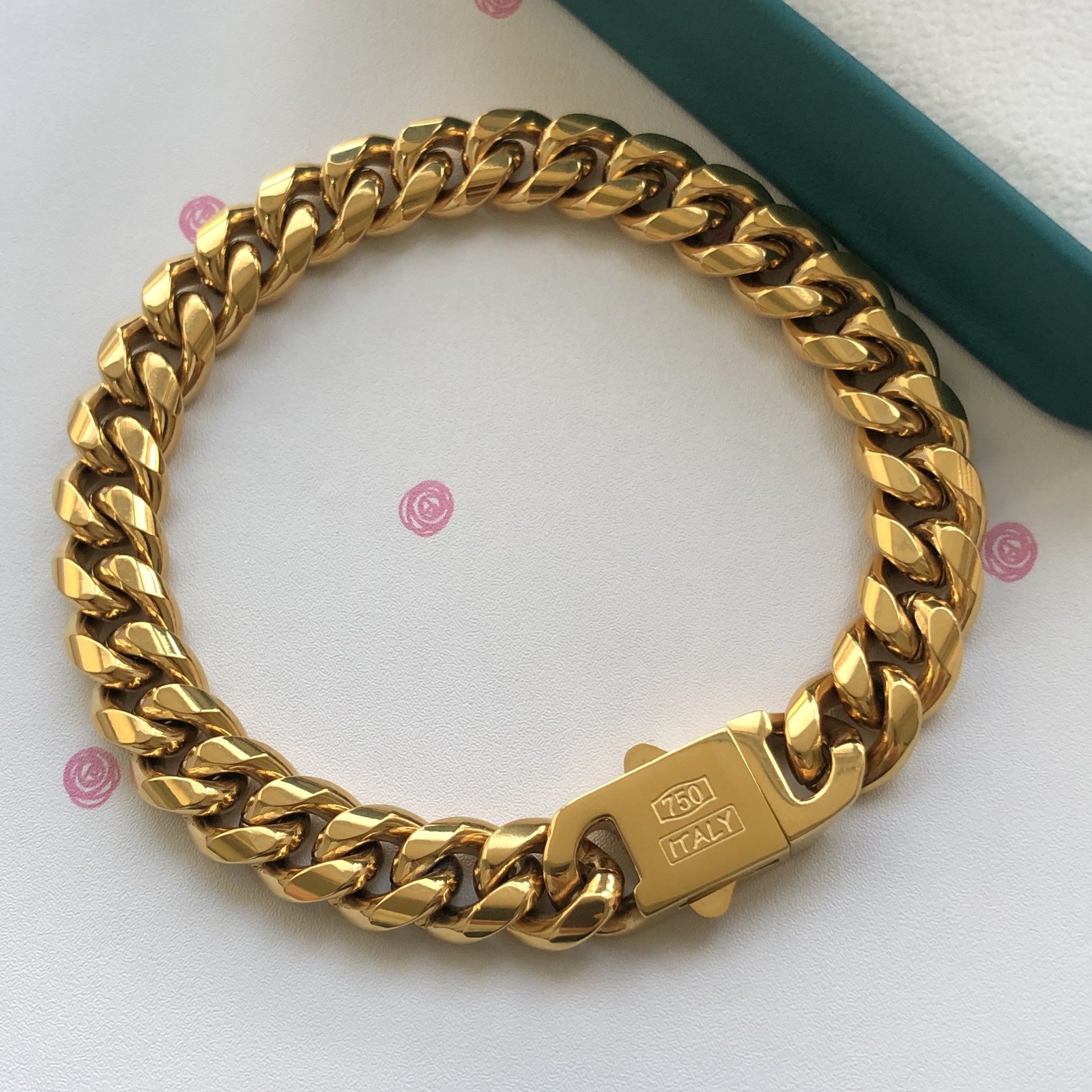 Men's 18ct/750 Yellow Gold Spring Clasp Cuba Rough Chain