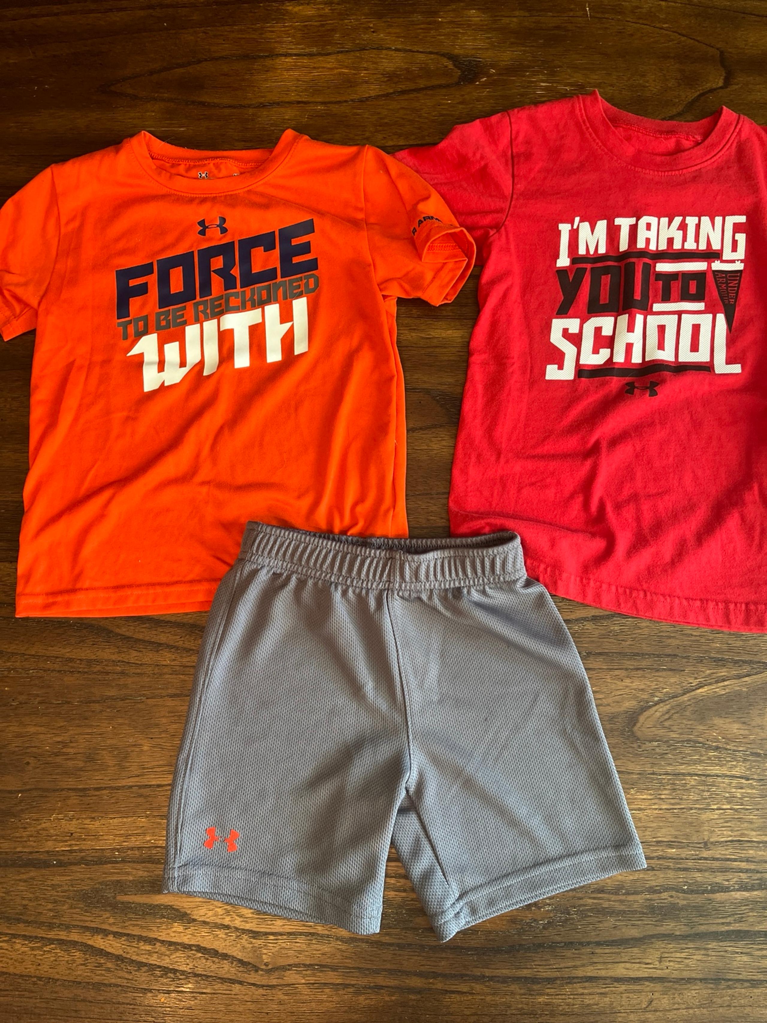 3 Under Armour Boys Size 4t 2 T-Shirts & Short Set