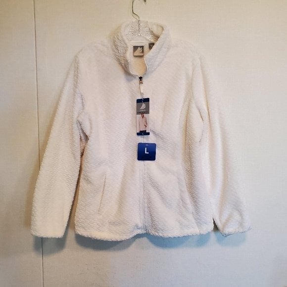 Free2B Women's Large White Braided Butter Pile Jacket.