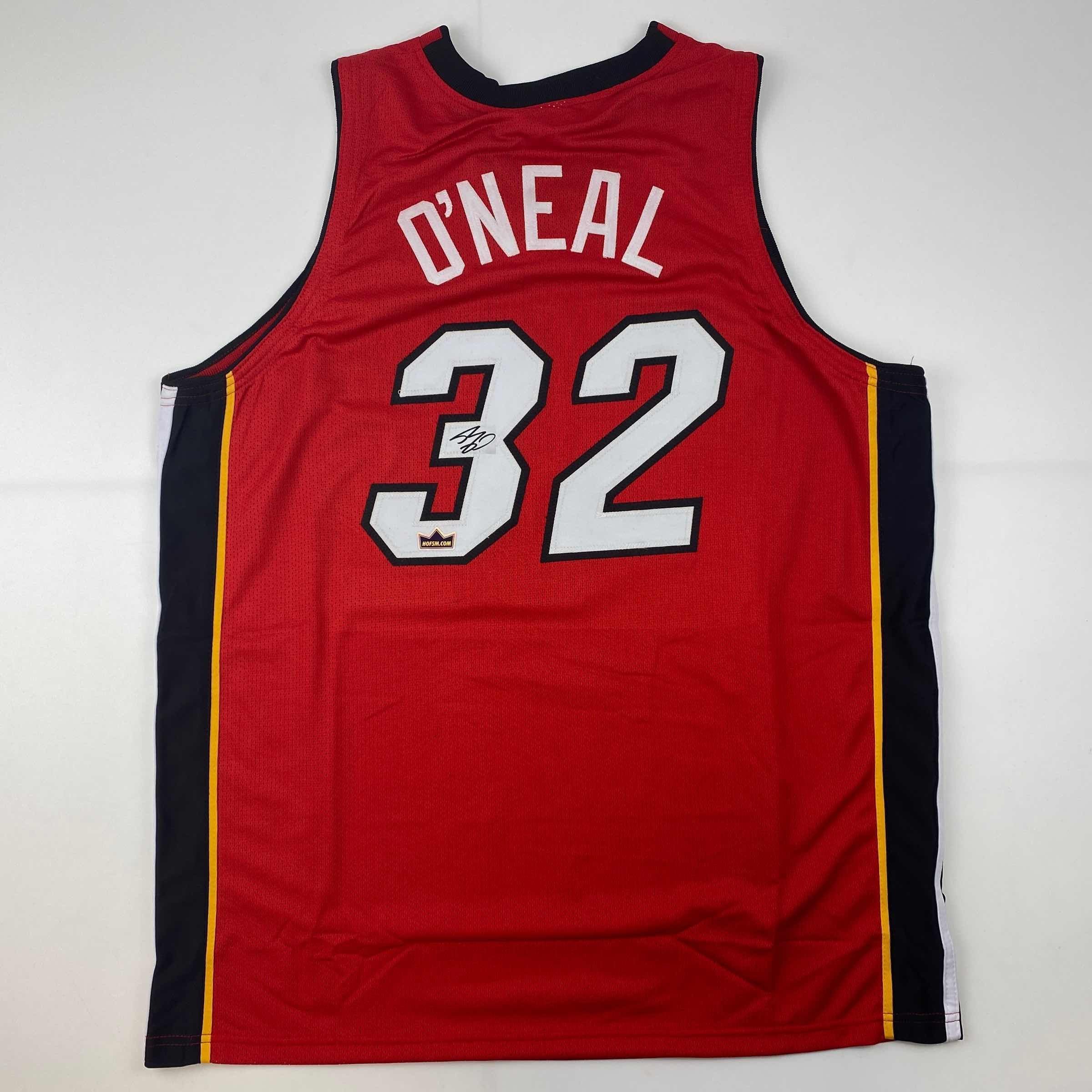 Facsimile Autographed Shaquille Shaq O'Neal Miami Red Auto Jersey Size Men's XL