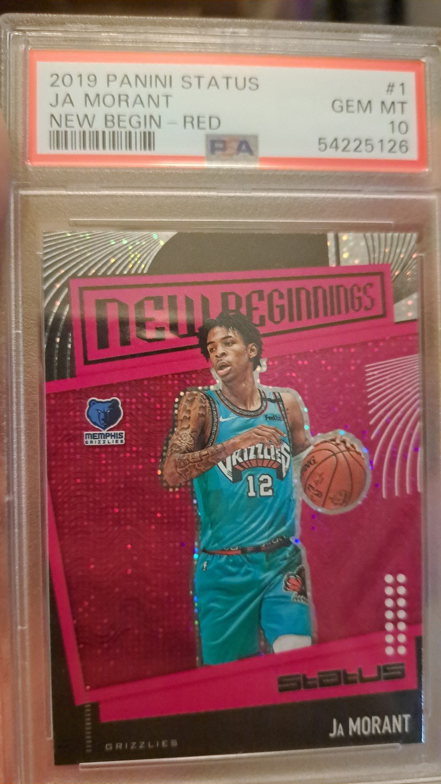 2019 Panini Status Ja Morant New Beginnings Red RC PSA 10