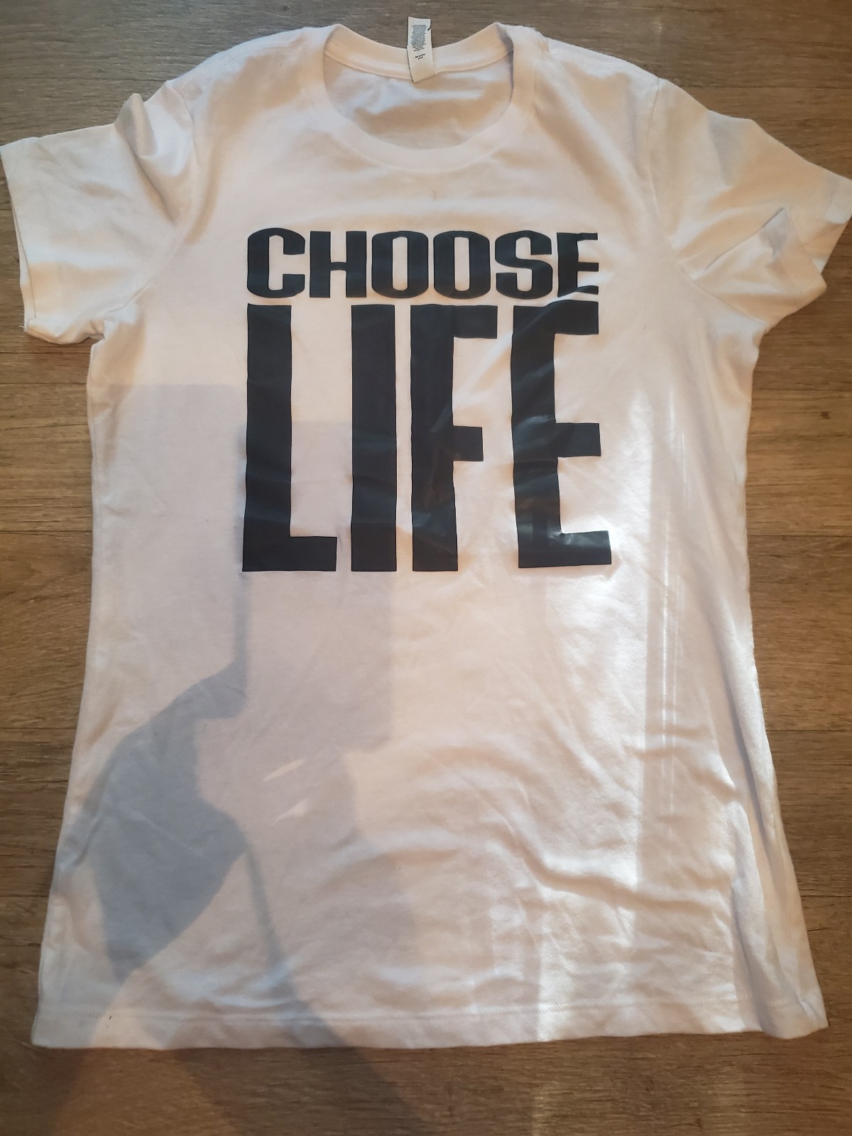 Womens Pullover Choose Life T Shirt Round Neckline Size XL Black And White