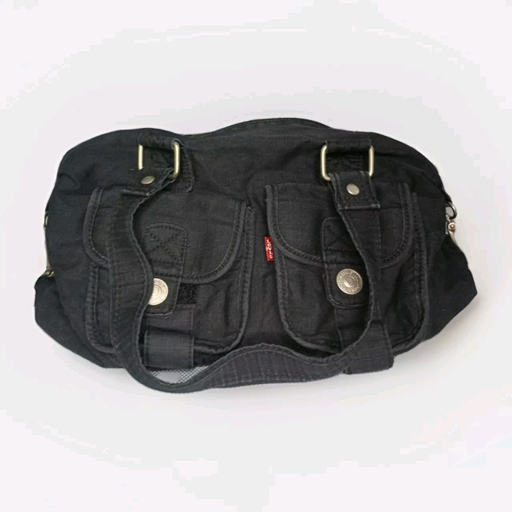 Levi's Distressed Strauss Cross Body Messenger Bag Tote Black Canvas