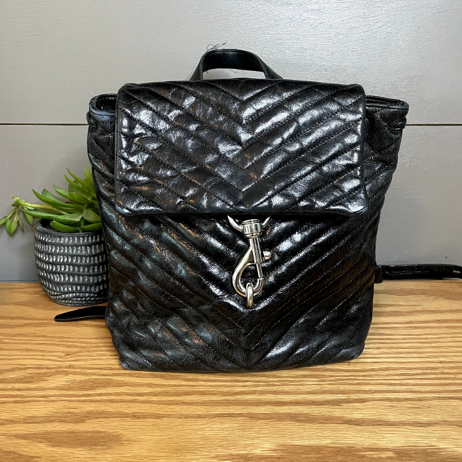 Rebecca Minkoff Edie Flap Leather Medium Backpack Black